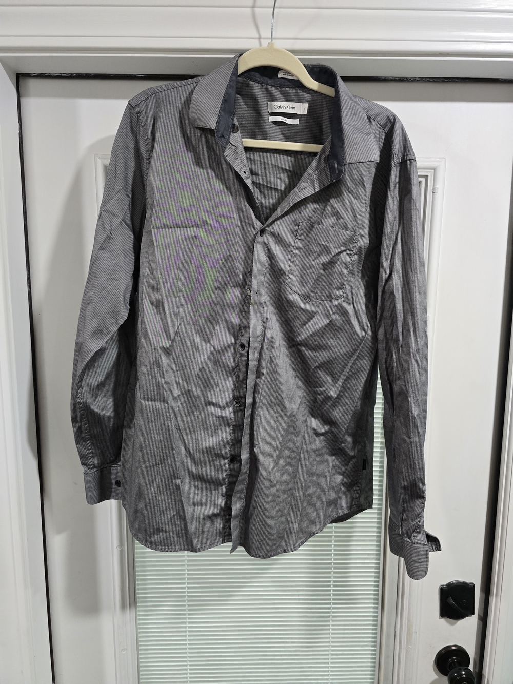 Calvin Klein Men's Charcoal Gray Long Sleeve Dress Shirt